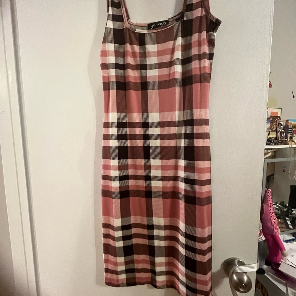 Plaid Pink and Brown Dress